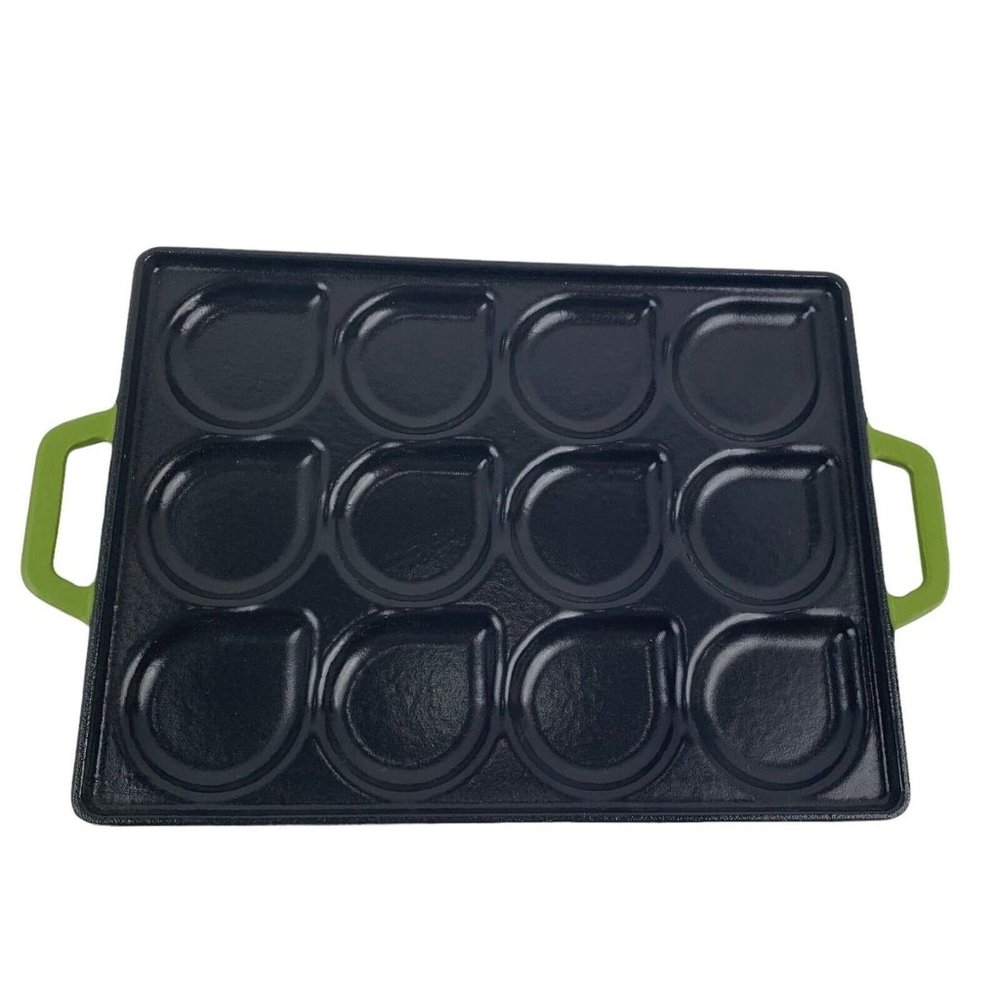 Zakarian Cast Iron Seafood Pan Non Stick Green Heavy Oven Safe‎ With Handles